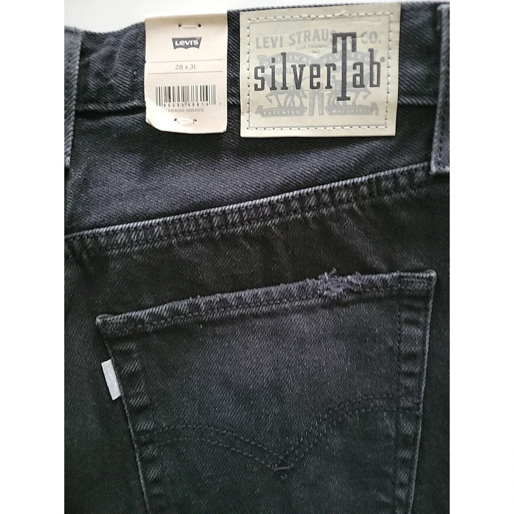 Levi's Mens SilverTab '94 Baggy Jeans Straight Leg Black Distressed‎ 28x31 NWT